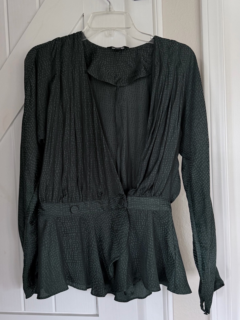 Express Dark Green Polka Dot Blouse
